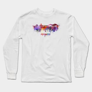 Naples skyline in watercolor Long Sleeve T-Shirt